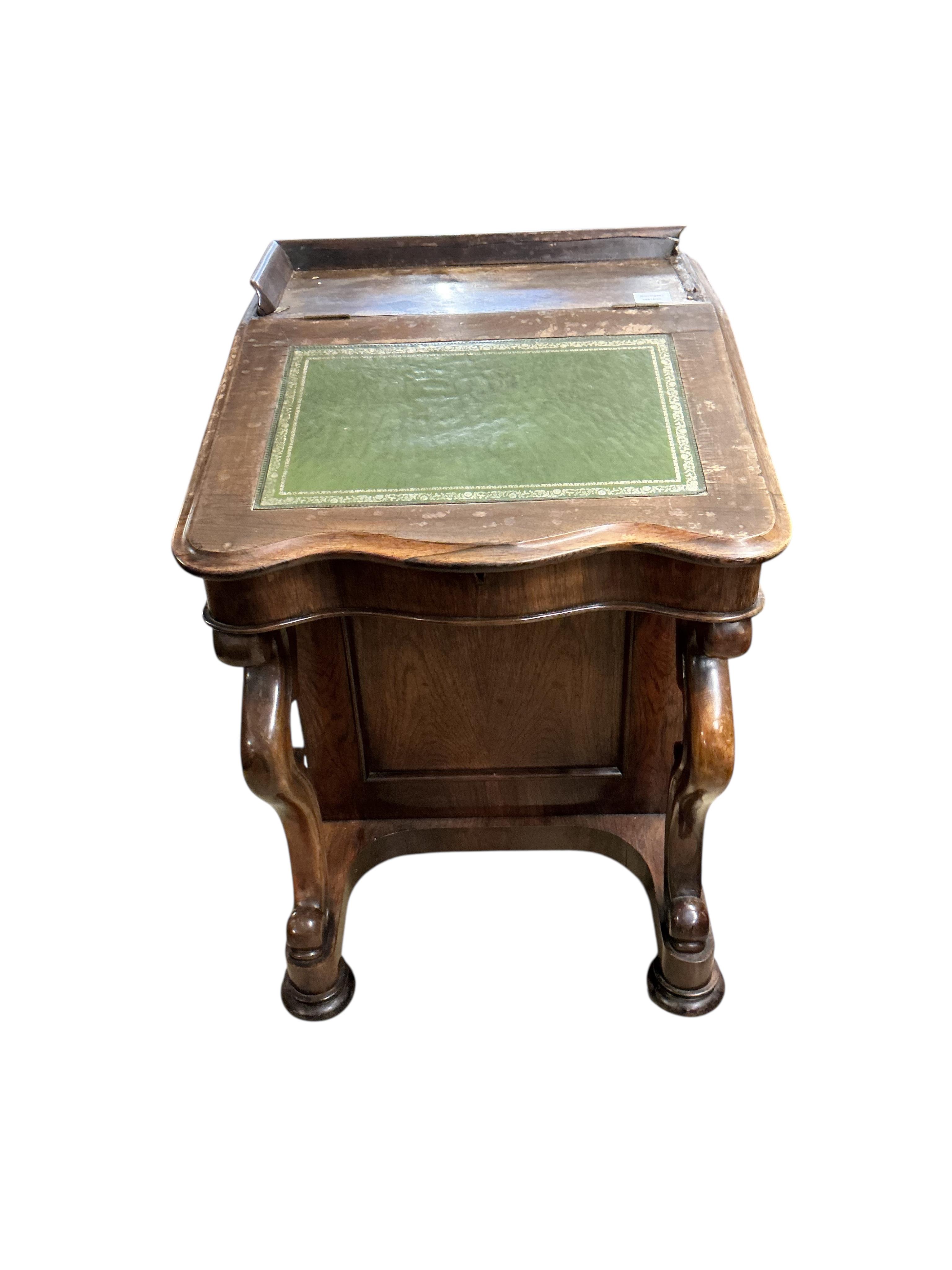 A Victorian rosewood davenport, width 54cm, depth 60cm, height 83cm